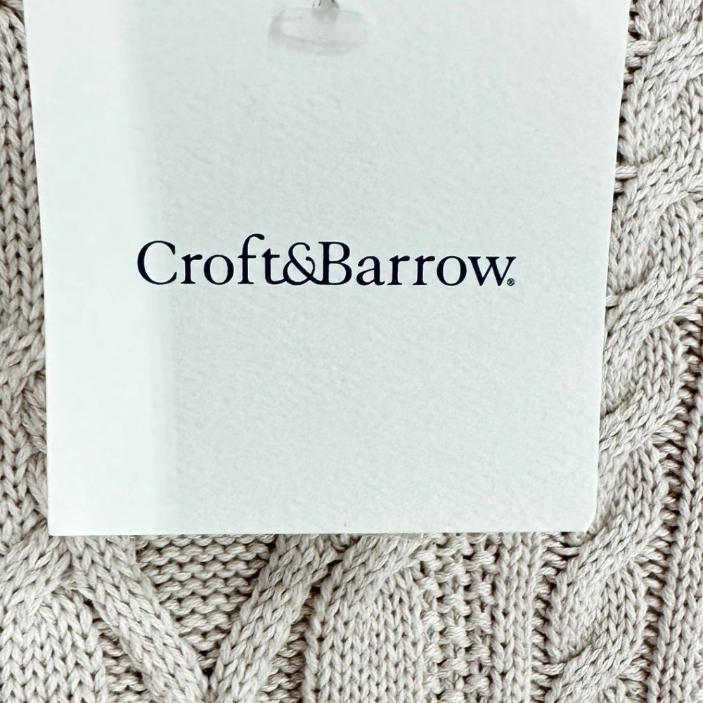 Croft & Barrow Cable Knit Turtleneck Sweater Women Large Beige 100% Cotton - Picture 9 of 12